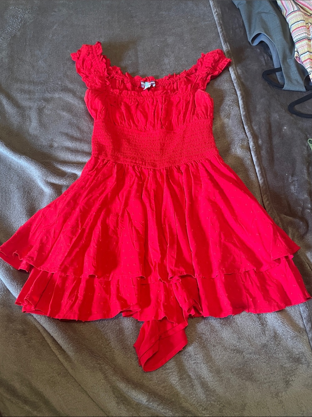 Urban outfitters Red Ruffled Romper Dress - Women's Jumpsuit